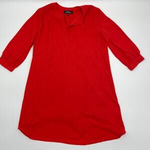 LULUs Bright Red 3/4 Sleeve Lined Shirt Dress Tunic Top Womens Size XS Shift